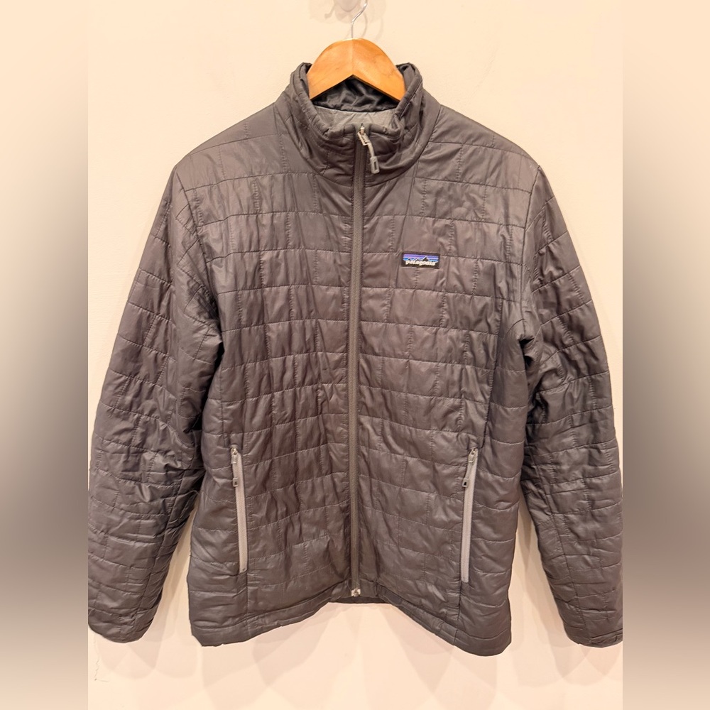 Patagonia Nano Puff Jacket Mens Medium Gray Insulated Lightweight Puffer Coat